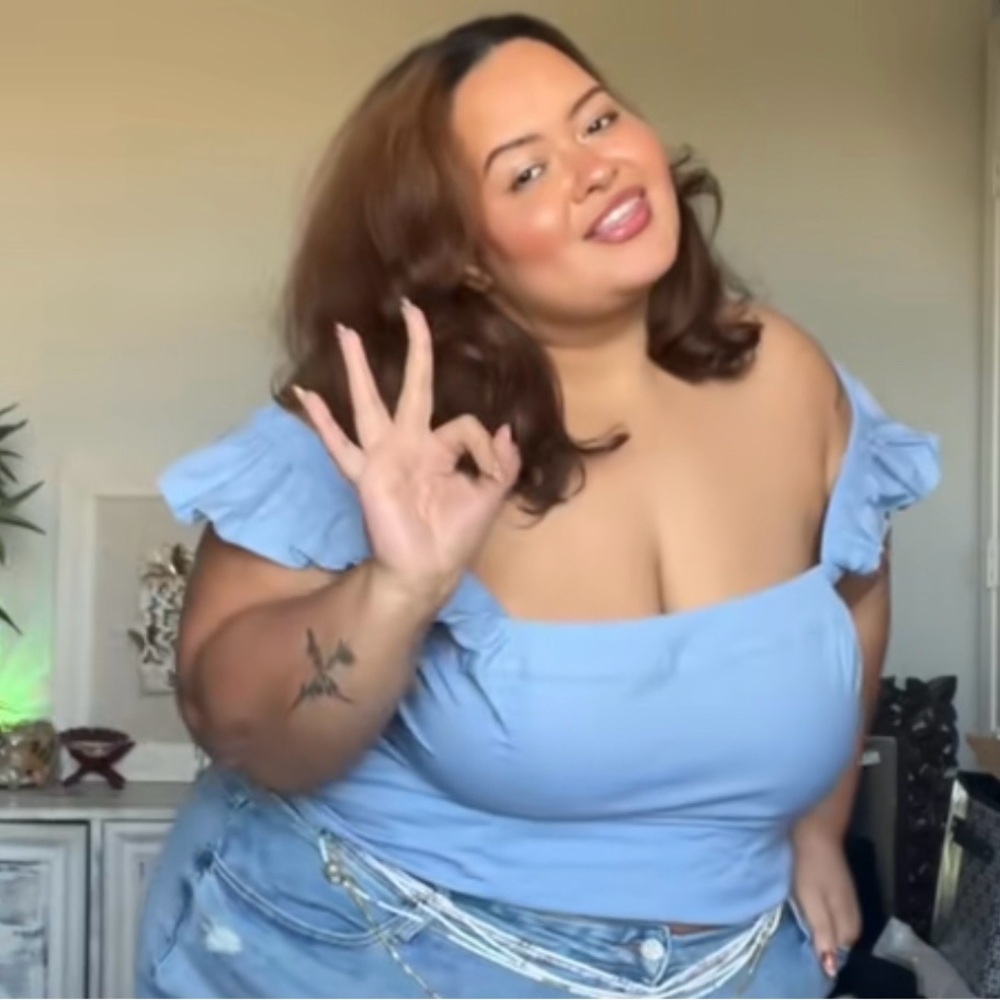 torrid Light Blue Square Neck Ruffle Sleeve Top